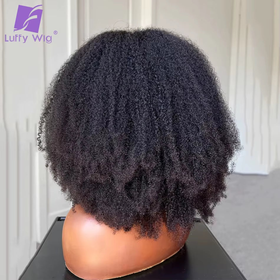 200Density V Shape Wig Afro Kinky Curly Human Hair V Part Wig Short Curly Glueless No Leave Out New U Part Wigs for Women