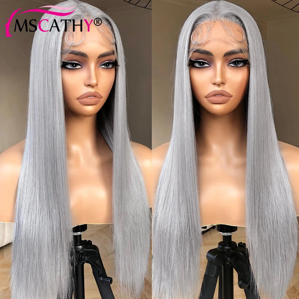 Perruque lisse  sans colle  Silver Gray 