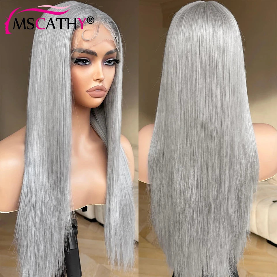 Perruque lisse  sans colle  Silver Gray 