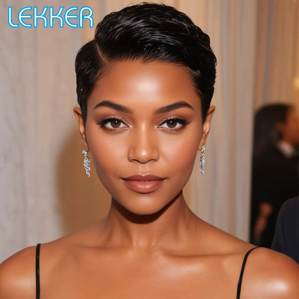 Short Pixie Cut 13X1 Part Lace Front 100% Human Hair Wig for Women Ready to Wear Brazilian Remy Hair Colored Straight Wig